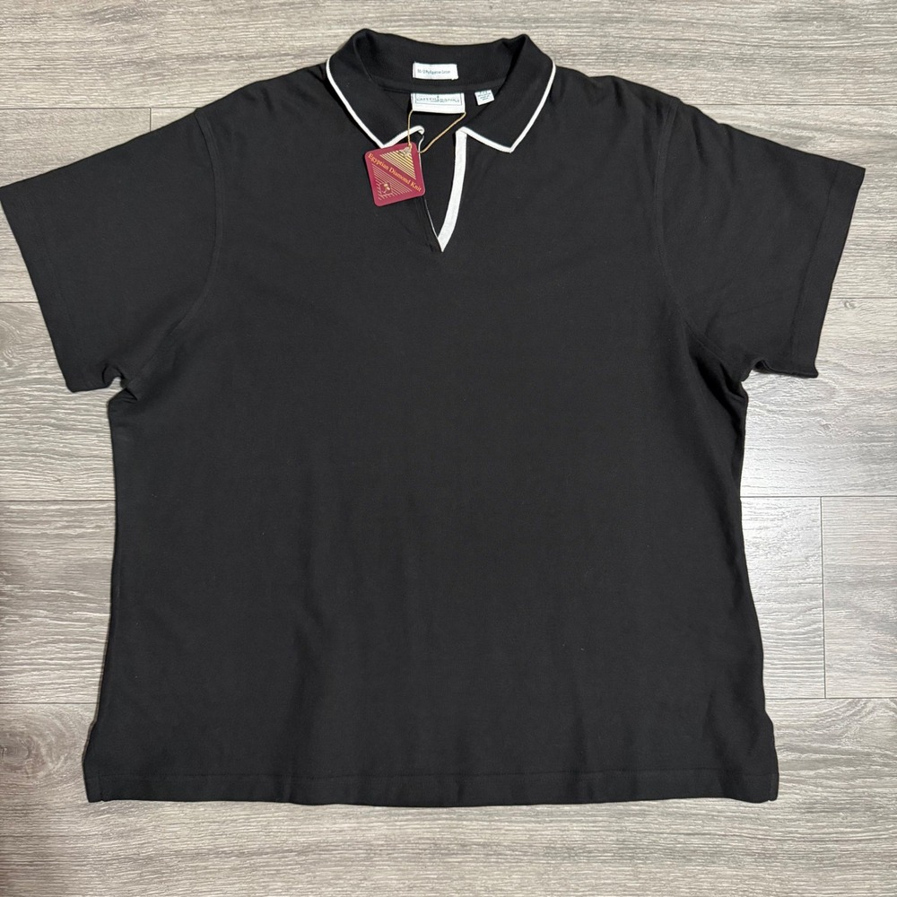 Outer Banks Mens 2XL Shirt Black Egyptian Cotton Diamond Knit Johnny Collar Polo